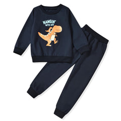 HINTINA 3T Toddler Little Boy Dinosaur Sweatshirt Outfits Dino Sweatsuit Pants Fall Winter Clothes Clothing Set 3-4T