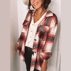 Mid-Length Loose Plaid Jacket for Autumn