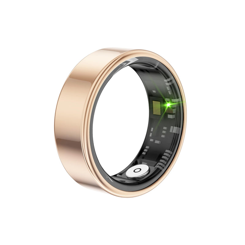 Smart Ring Health Fitness TrackerSleep Tracker Ring with Heart Rate/Steps/Distance/Calories/Blood Oxygen MonitoringWaterproof Fitness Ring for ActivityCompatible with iOS & Android(Gold10)