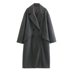 Women's Autumn Winter Khaki Overcoat for Casual Wear