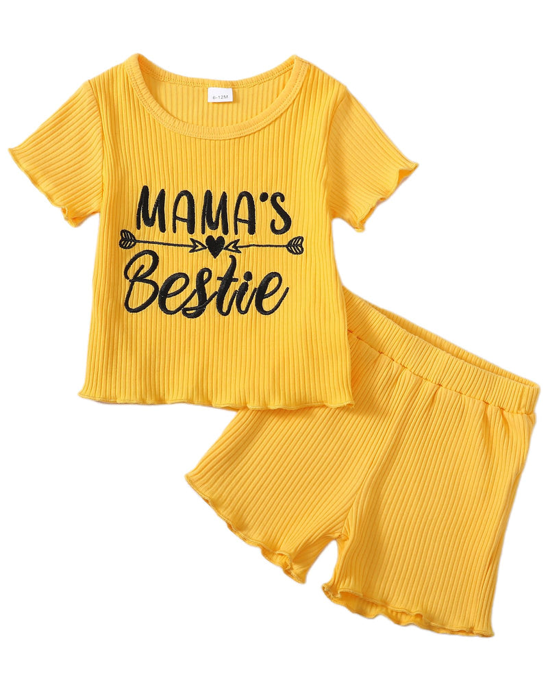 Mioglrie Toddler Girl Clothes Tops Short Set Comfy Outfits Baby Girls Clothing Summer 12-18 Month Girl Clothes