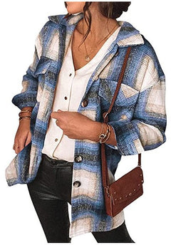 Mid-Length Loose Plaid Jacket for Autumn