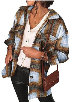 Mid-Length Loose Plaid Jacket for Autumn