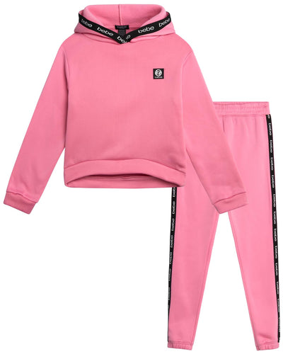 bebe Girls Jogger Set - 2 Piece Yummy Fleece Hoodie Sweatsuit Kids Clothing Set (Size: 7-16) Size 7-8 Sea Pinki