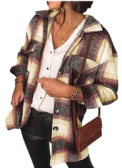 Mid-Length Loose Plaid Jacket for Autumn