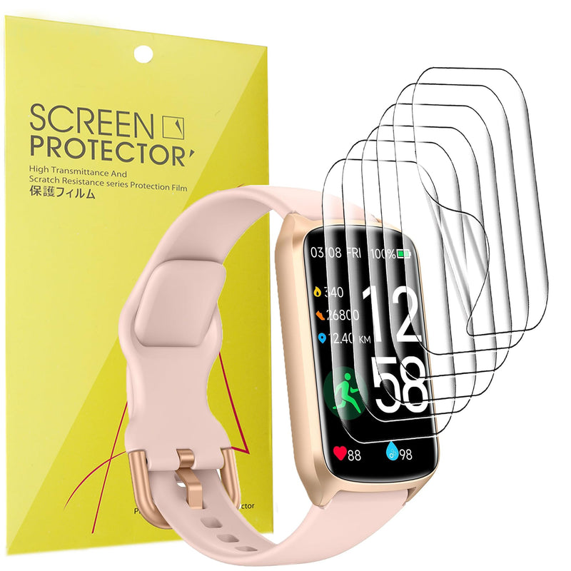 Lamshaw Compatible for Amzhero Fitness Tracker Screen Protector [6 Pack] Full Coverage TPU Clear Film Compatible for Amzhero D26 1.47 Inches Fitness Tracker (6 Pack)