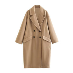 Women's Autumn Winter Khaki Overcoat for Casual Wear