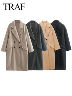 Women's Autumn Winter Khaki Overcoat for Casual Wear