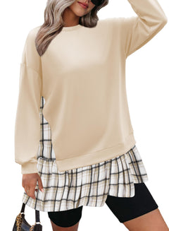 Zeagoo Sweatshirt Dresses For Women 2024 Christmas Sweatshirts For Women Long Sleeve Oversized Essential Hoodie Beige M