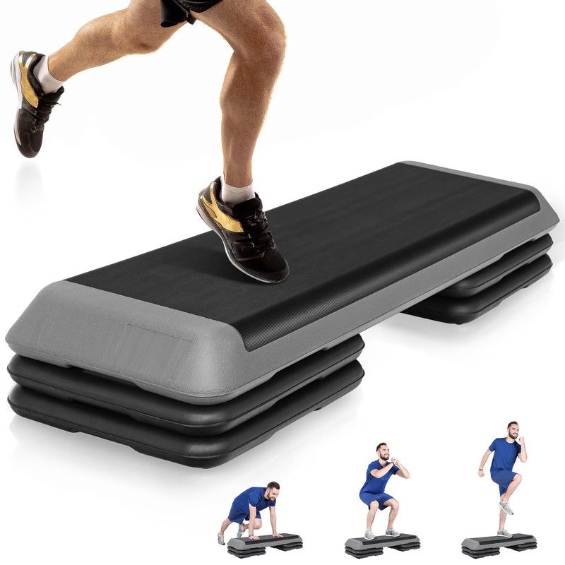 F2C 43 inch Aerobic Exercise Step Platform Adjustable Height Stepper Exercise Workout Step Bench with 4 Risers 4